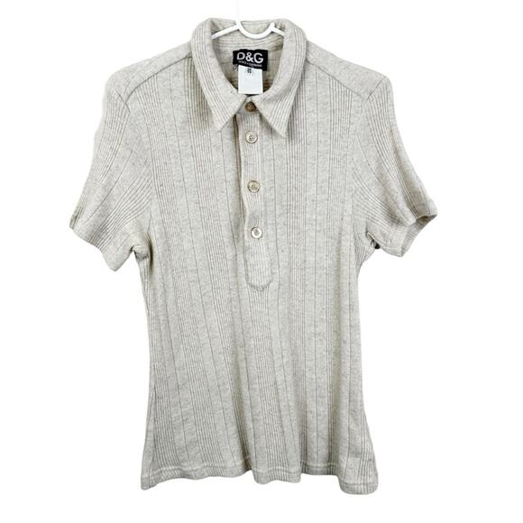 Vintage D&G Dolce & Gabbana Sweater Womens 38/ US XS Cream Neutral Short Sleeves - Picture 1 of 9